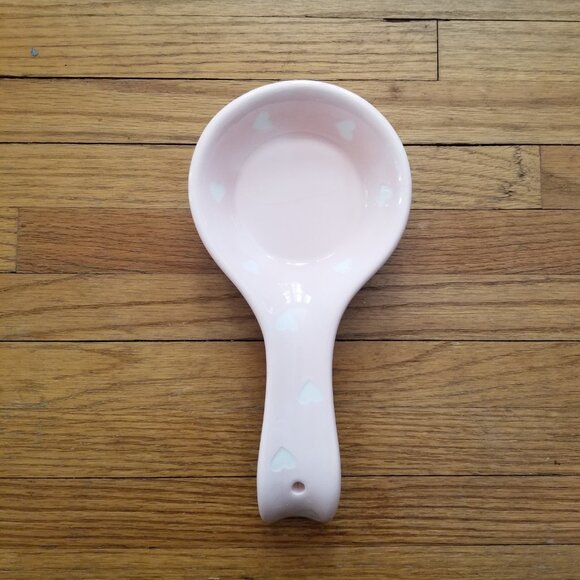 Ceramic Spoon Rest Pink White Hearts - Picture 8 of 8